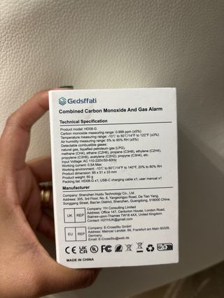 Detector de Gas y Monóxido Gedsffati HD08-G