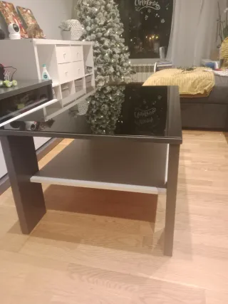 Mesa de centro cristal y madera