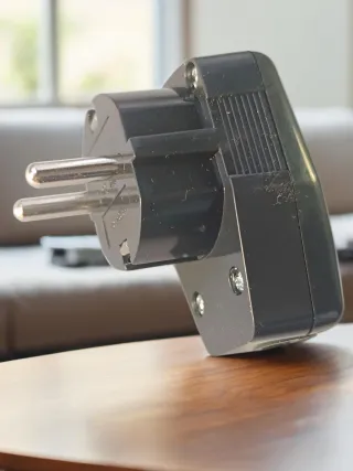 Enchufe con interruptor azul