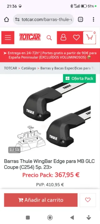 Barras de techo Thule (Vaca)