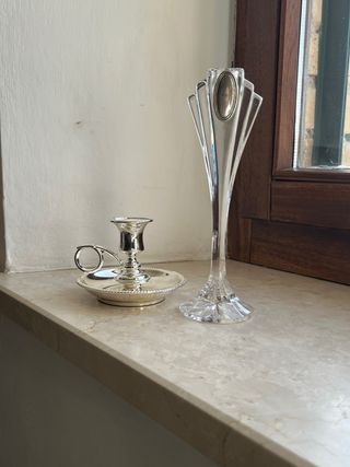 Portacandele in metallo e cristallo