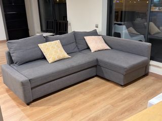 Divano Chaise Longue Grigio 3 Posti