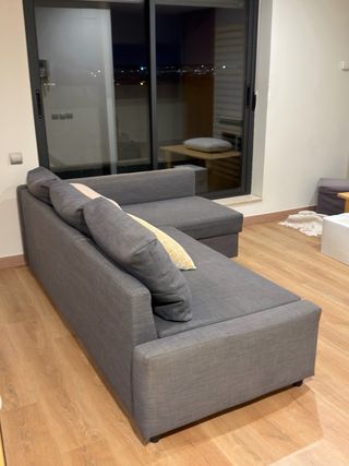 Divano Chaise Longue Grigio 3 Posti