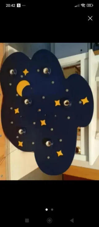 Lampada infantile con nuvola, stelle e luna