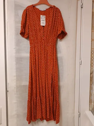 Vestido Zara Rojo Lunares XS