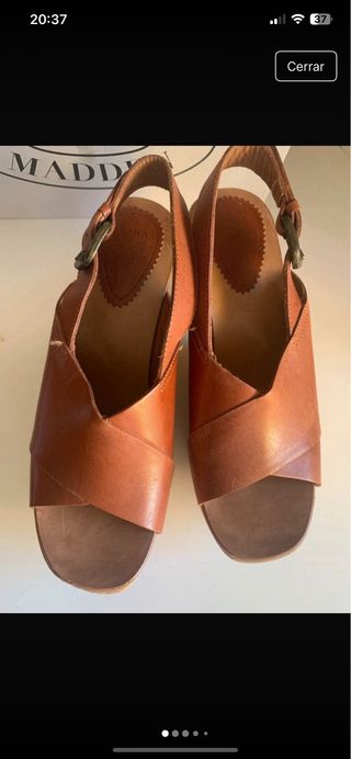 Sandalias Cuero de con suela de madera
