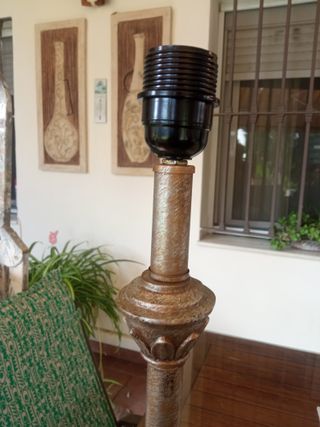 PIE DE LÁMPARA VINTAGE METAL Y CRISTAL