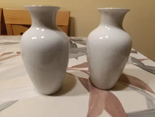 2 Vasi in Ceramica con Design Floreale e Bianco