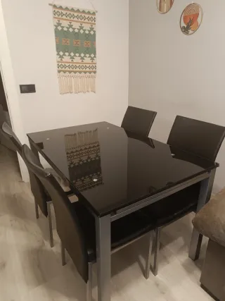 Mesa de comedor extensible cristal y metal