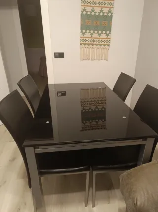 Mesa de comedor extensible cristal y metal