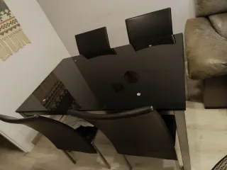 Mesa de comedor extensible cristal y metal