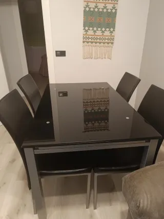 Mesa de comedor extensible cristal y metal