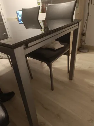 Mesa de comedor extensible cristal y metal