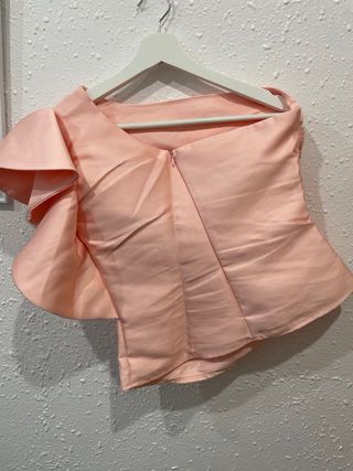 Top palabra de honor rosa drapeado