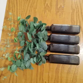 Set di 4 vasi marroni con eucalipto