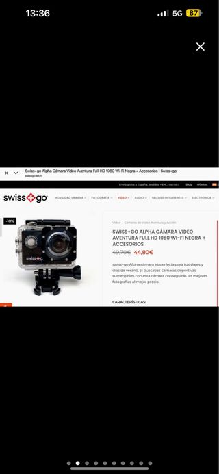 Cámara HD Swiss+Go Negra