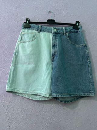 Pantalones cortos vaqueros bicolor