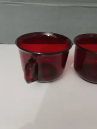 2 Tazze Vintage Rosse in Vetro
