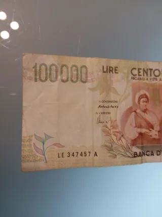 Banconota 100.000 Lire Italia Caravaggio