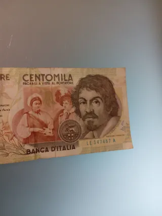 Banconota 100.000 Lire Italia Caravaggio