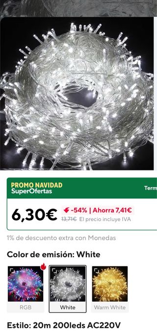 Luci LED Natale 20m 200 LED AC220V