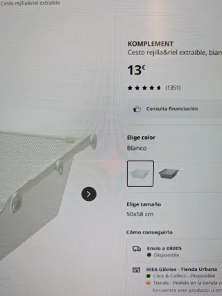 Cesto extraíble metálicos para Ikea Pax