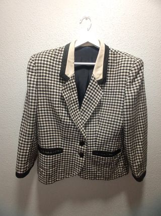 Blazer a quadri vintage donna nero beige bianco