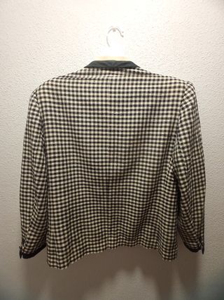 Blazer a quadri vintage donna nero beige bianco