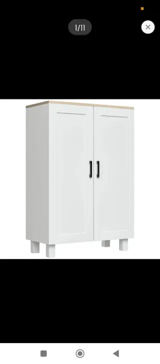 Mobile ausiliario cucina bianco e legno