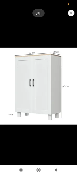 Mobile ausiliario cucina bianco e legno