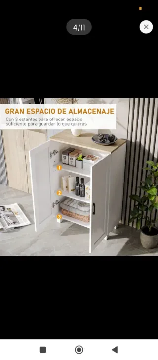 Mobile ausiliario cucina bianco e legno