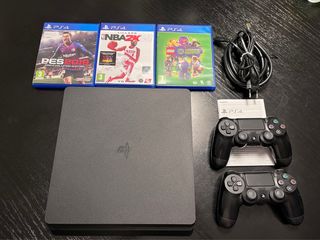 PS4 Slim 1TB Negra + 2 Mandos + Juegos