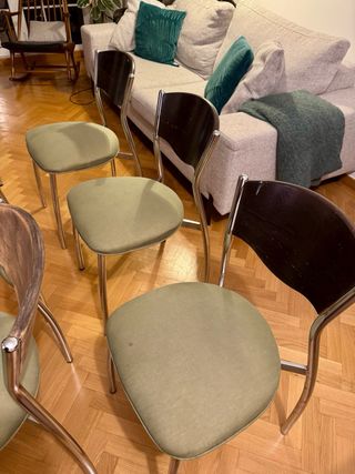 6 Sillas Comedor Retro Madera y Metal