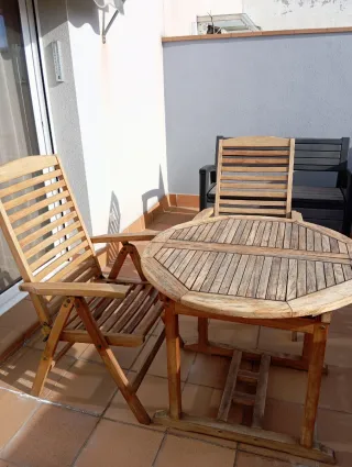 Conjunto mesa y sillas de teka terraza