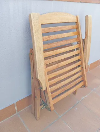 Conjunto mesa y sillas de teka terraza