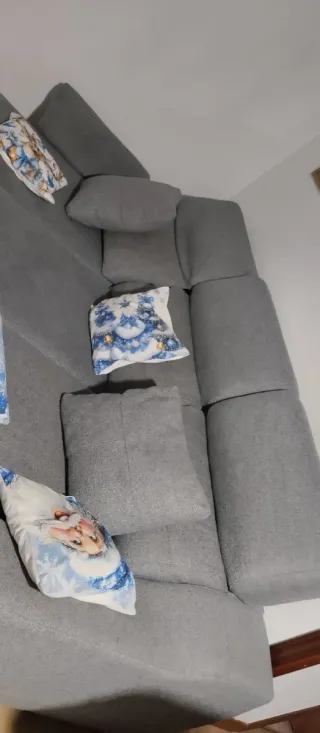 Divano letto grigio in tessuto