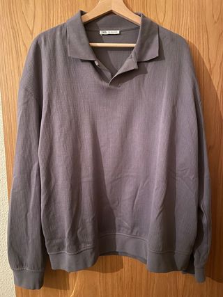 Polo manga larga ZARA gris