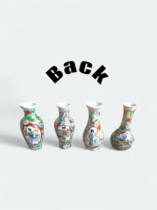 Set 4 Mini Vasi Orientali Vintage Porcellana