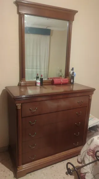 Mobile toeletta con specchio in legno