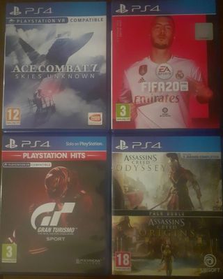 Lote 4 Videojuegos PS4: Ace Combat, FIFA 20, GT Sp