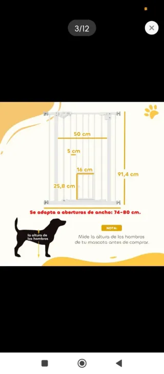 Valla protectora mascotas metal blanca