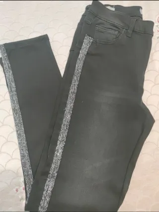 Jeans donna neri con banda argento tg 44/46