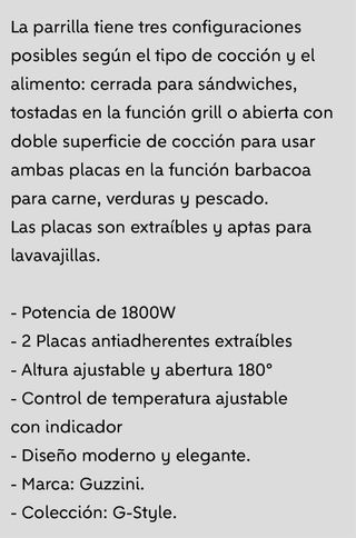 parrilla grill guzzini g-style coleccion