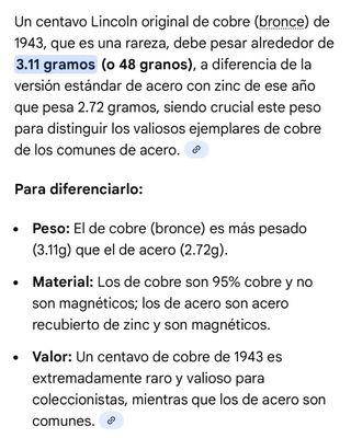 Centavo de cobre de 1943