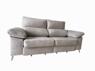 Sofá cama beige/gris con asientos extensibles