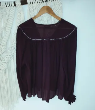 Blusa Zara Marrón Bordada