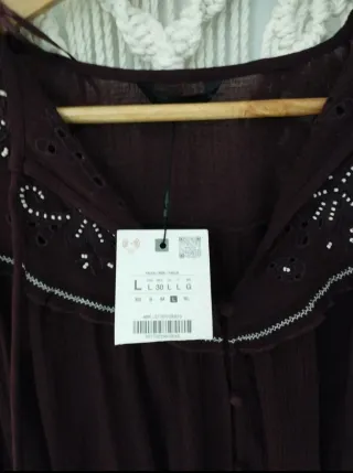 Blusa Zara Marrón Bordada