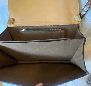 Bolso Piel Cocodrilo Auténtica Marrón Dorado