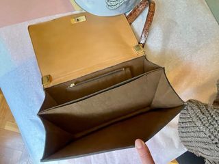 Bolso Piel Cocodrilo Auténtica Marrón Dorado