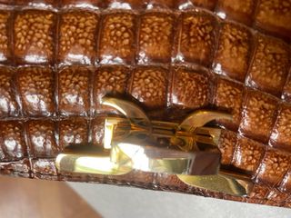Bolso Piel Cocodrilo Auténtica Marrón Dorado